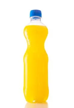 Bottle of orange juice Stock Photos