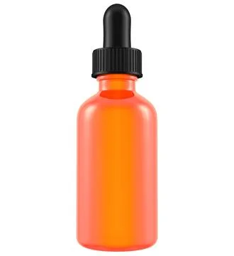 A bottle of orange liquid with a black cap Stock Illustration