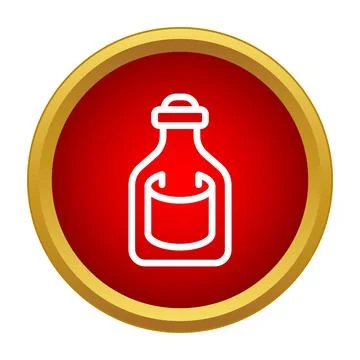 Bottle outline icon in red circle Illustrazione stock