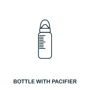 Bottle With Pacifier icon outline style. Creative thin design from baby thing Stock Illustration
