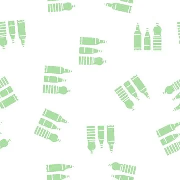 Bottle packaging plastic waste glyph seamless pattern Stock Illustration