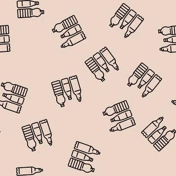 Bottle packaging plastic waste line seamless pattern Stock Illustration