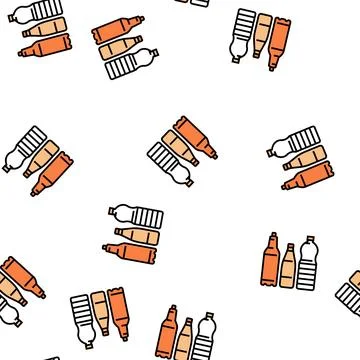 Bottle packaging plastic waste vector seamless pattern 스톡 일러스트