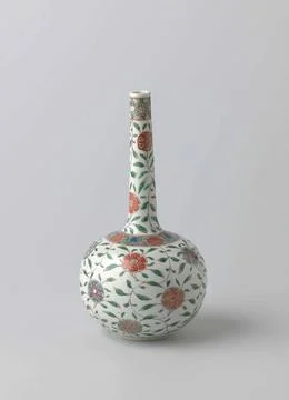 Bottle with Pattern or Stylised Flower Scrolls. Bottle of porcelain with s... Stock Photos