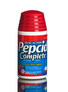 Bottle of Pepcid Complete Acid Reducer Stock Photos