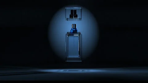 A bottle of perfume on a black background rotates and caustic glitters. Stock Footage 169167771