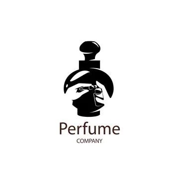Bottle of perfume, inside it, in a negative space, human hands Stock Illustration