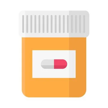 Bottle pills flat clipart vector illustration Stock Illustration