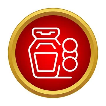 Bottle with pills icon inside red circle Stock Illustration