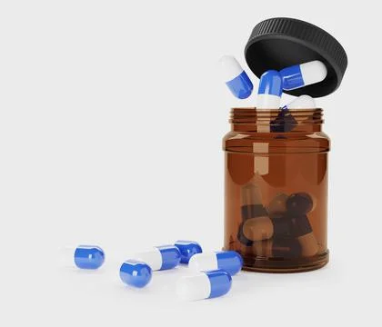Bottle with pills. Isolated on white background Stock Illustration