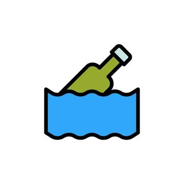 Bottle, plastic, ocean icon. Simple color with outline vector elements of saving Stock Illustration