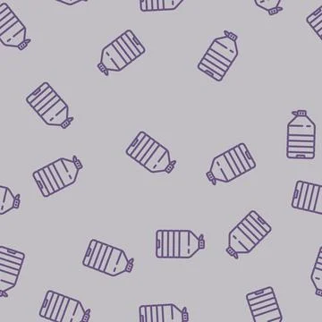 Bottle plastic package line vector seamless pattern Stock Illustration