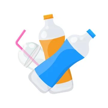 Bottle plastic waste dump isolated on white background, plastic bottle garbag 스톡 일러스트