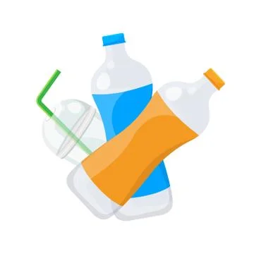 Bottle plastic waste dump isolated on white background, plastic bottle garbag Illustrazione stock