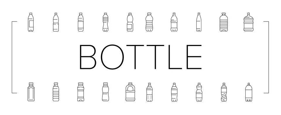 Bottle plastic water drink empty icons set vector Stock Illustration