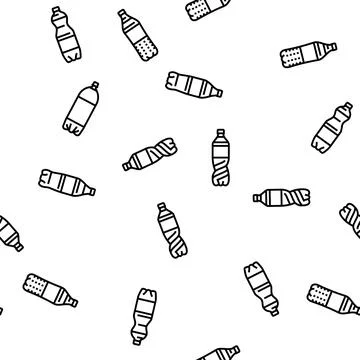 Bottle plastic water drink empty vector seamless pattern Stock Illustration