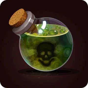 Bottle with poison.Game icon of magic elixir. Stock Illustration