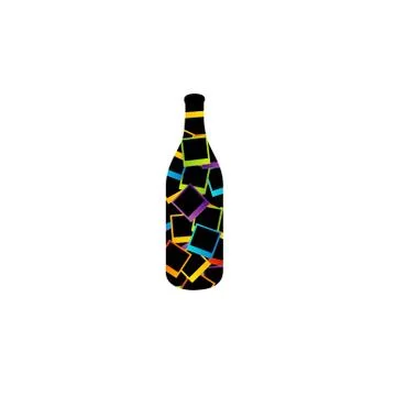 Bottle with polaroids Stock Illustration