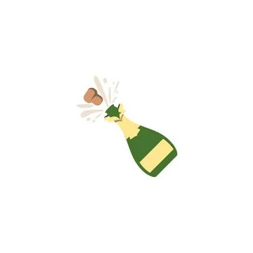 Bottle with popping cork icon. Vector illustration design. Stock Illustration