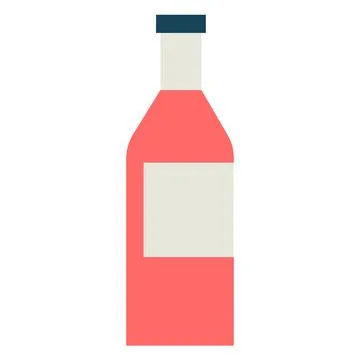Bottle of red drink flat icon Illustrazione stock