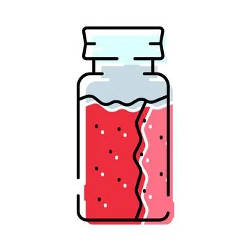 Bottle with red elixir liquid and bubbles Stock Illustration