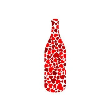 Bottle with red hearts Stock Illustration