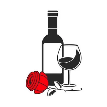Bottle of red wine and a bottle of orange wine, wine in glasses, cheese and g Stock Illustration