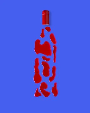Bottle of red wine on blue background Stock Photos