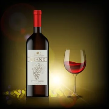 Bottle of red wine 스톡 일러스트