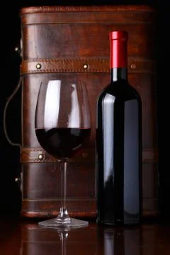 Bottle of red wine Stock Photos