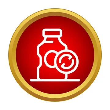 Bottle refill recycling concept icon in red circle Stock Illustration