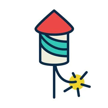 Bottle Rocket or Parachute Icon for Firework- Independence Day - 4th of July Stock Illustration