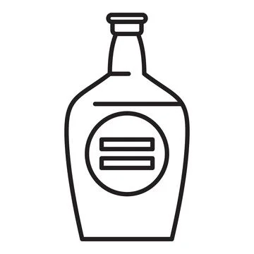 Bottle of rum featuring round label with three horizontal lines displaying .. Stock Illustration