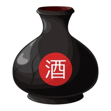 Bottle of sake isolated on white background. Vector illustration. Stock Illustration