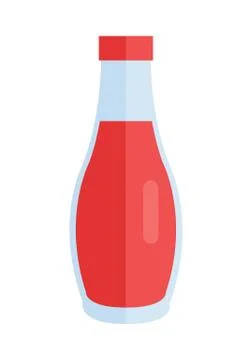 Bottle with Sauce Flat Design Vector Illustration Illustrazione stock