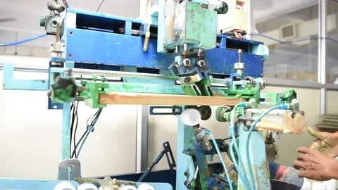 Bottle screen printing machine Stock Footage 77159886