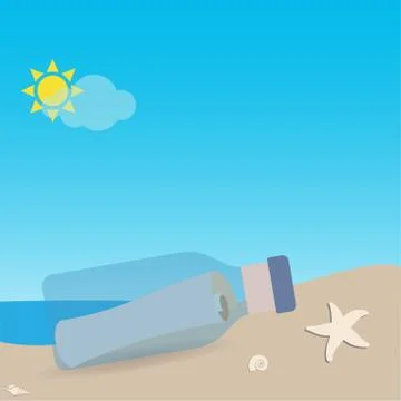 Bottle with scroll message Stock Illustration