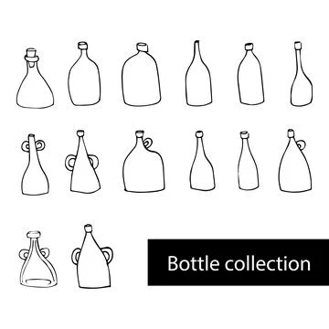 Bottle set illustration vector sketch icon black Stockillustratie