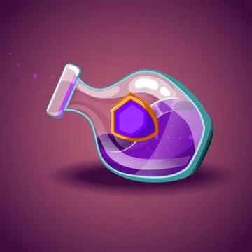 Bottle with shield, magic elixir Stock Illustration