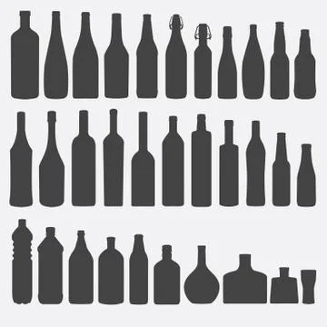 Bottle silhouette set vector Stock Illustration