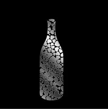 Bottle with silver hearts Stock Illustration