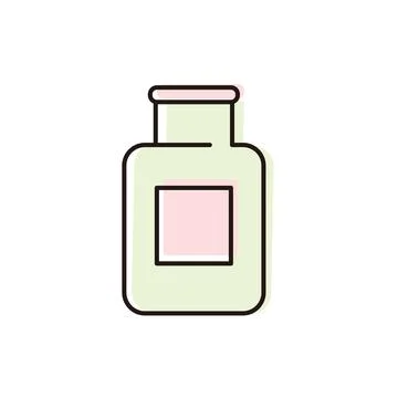 Bottle with simple design and soft colors on a plain background, centered and Stock Illustration