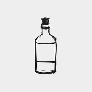 Bottle with a simple design in a drawing style showing the outline and shap.. Stock Illustration