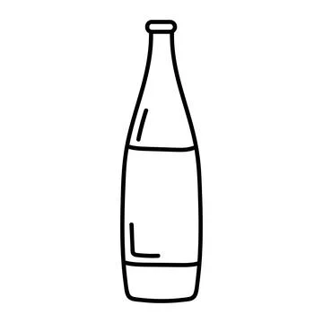 Bottle, sketch doodle style vector glass bottle, Stock Illustration