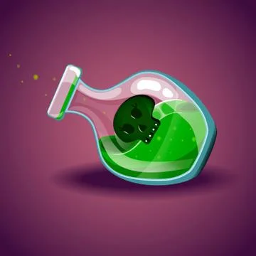 Bottle with skull, magic elixir Stock Illustration