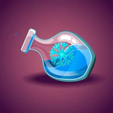 Bottle with snowflake, magic elixir Stock Illustration