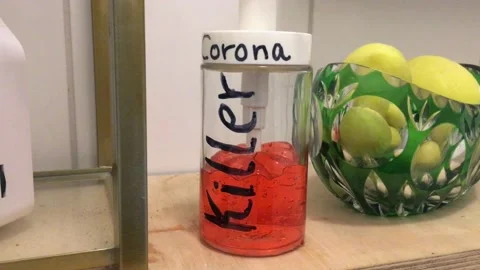 Bottle of soap with Corona killer text Video stock 143724995