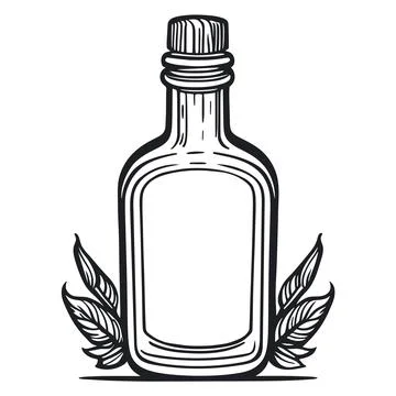 Bottle with space for text hand engraved Stock Illustration