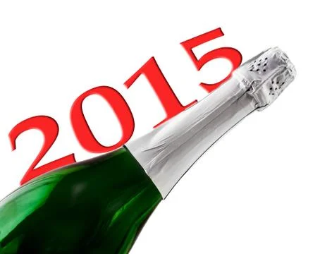 A bottle of sparkling champagne close-up Stock Illustration