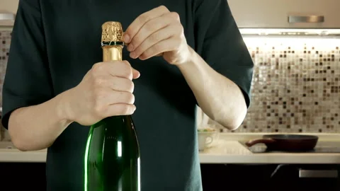 Bottle with sparkling wine Stock Footage 170018949